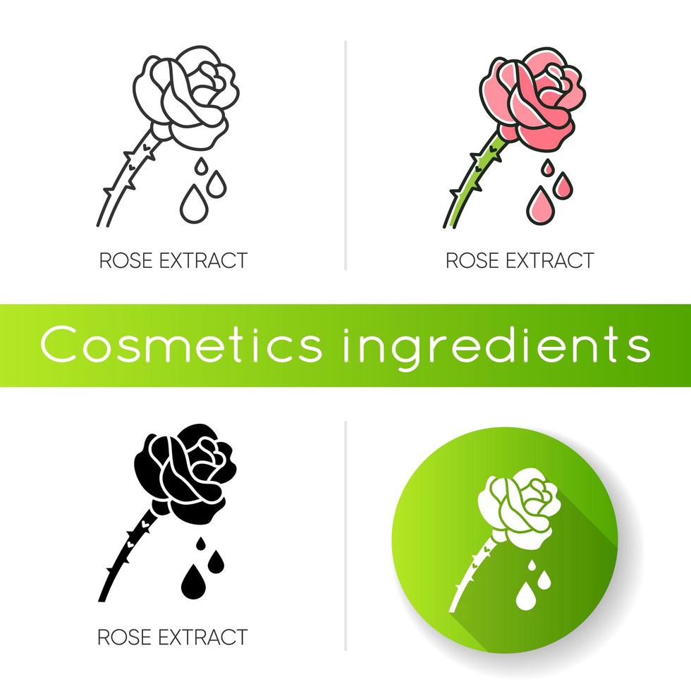Rose extract icon. Flower petals. Fragrant component. vector