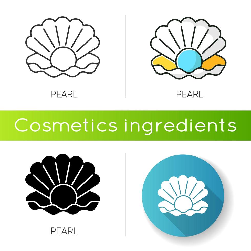 Pearl icon. Open seashell. Brightening effect. vector