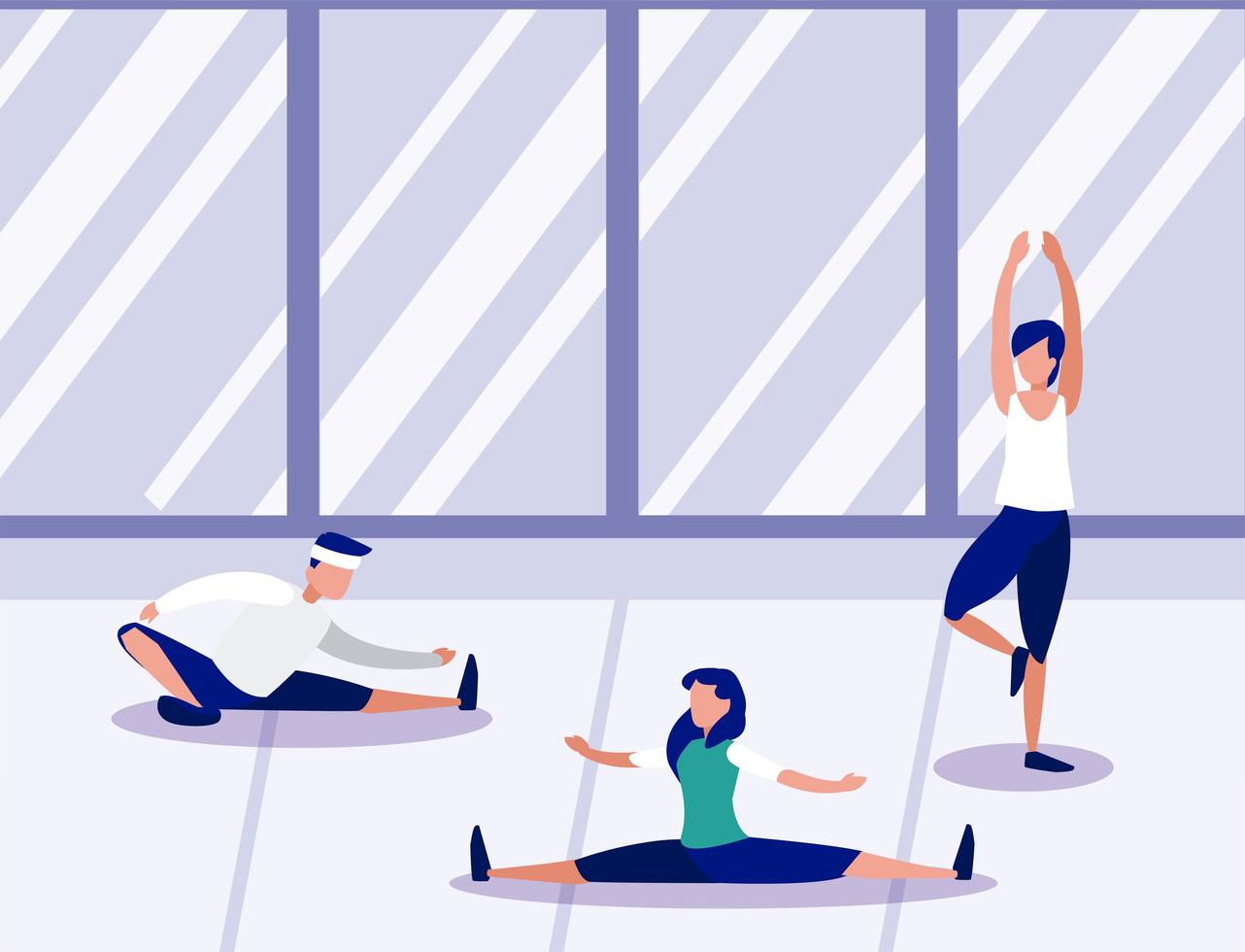 people doing home workout vector