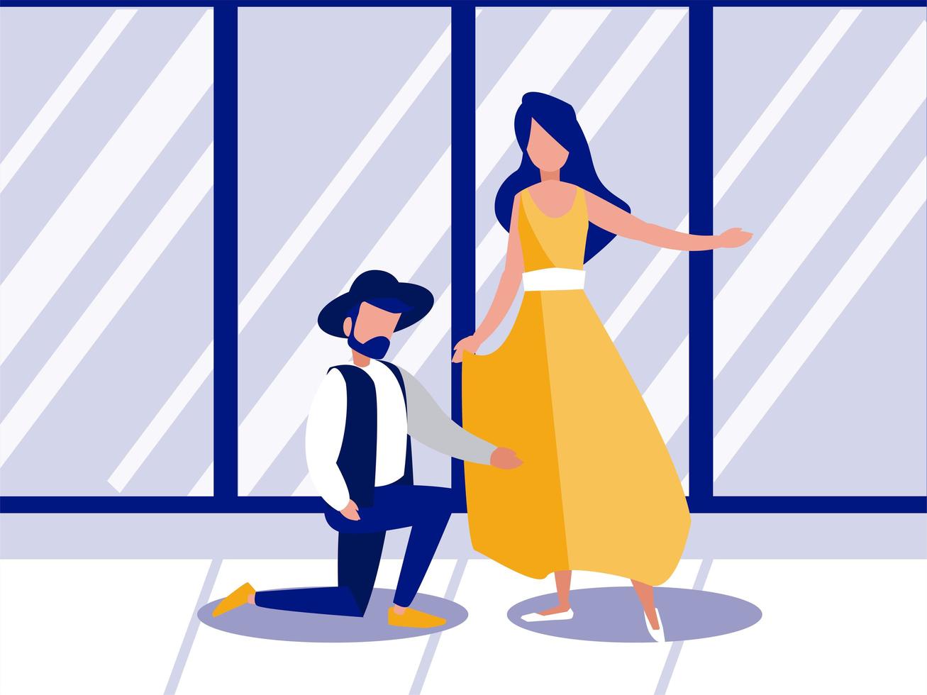 Pareja de personas bailando en casa, diseño de ilustraciones vectoriales vector