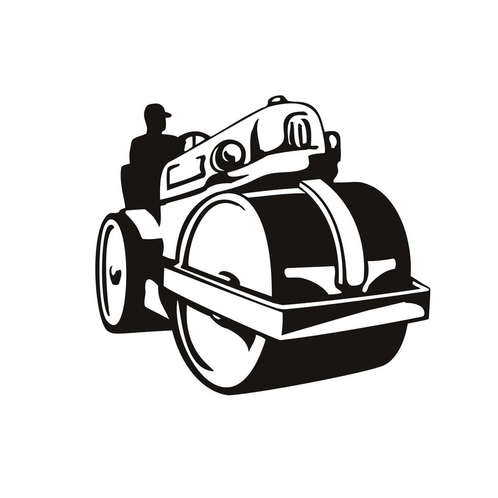 Vintage Road Roller Roller-Compactor or Steamroller vector