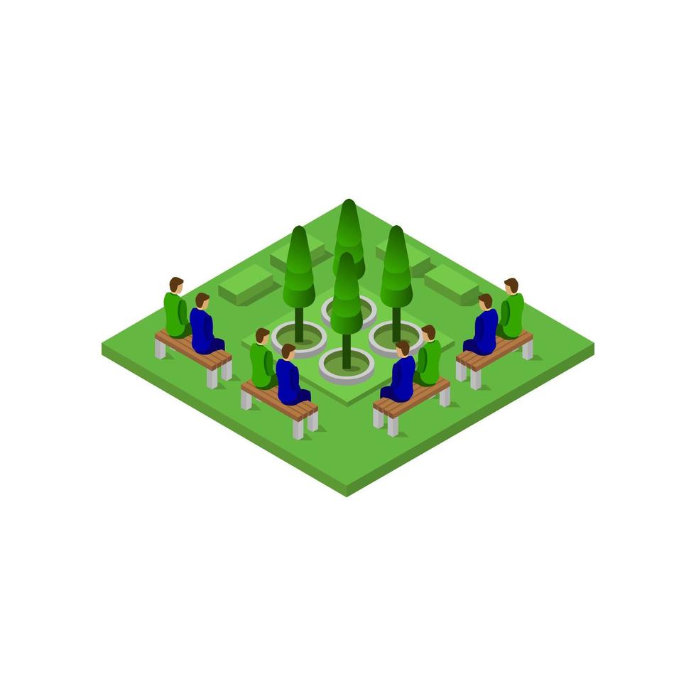 Isometric Park Illustrated On White Background vector