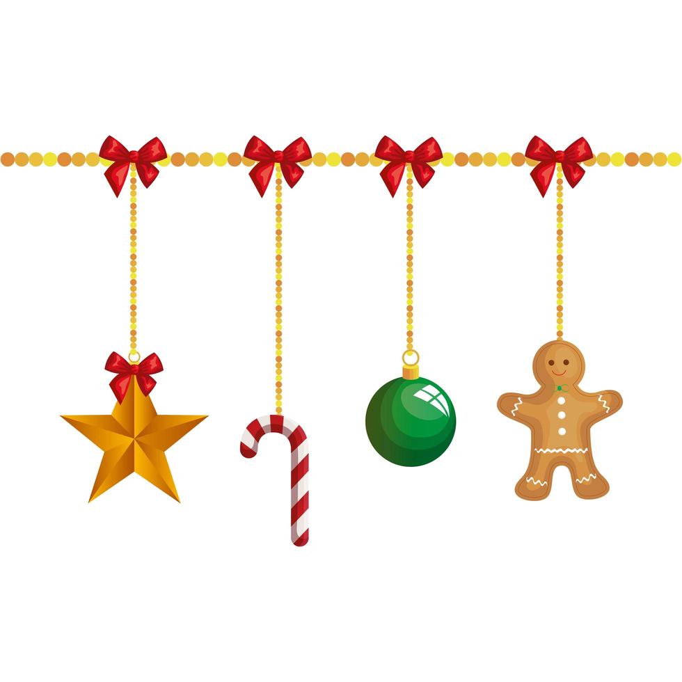 ginger cookie hanging with decoration christmas vector