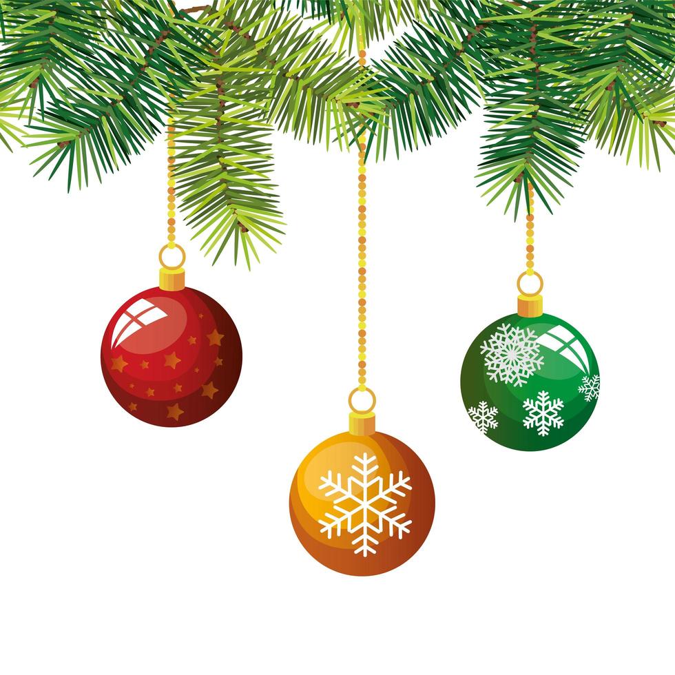 balls christmas hanging decoration isolated icon vector