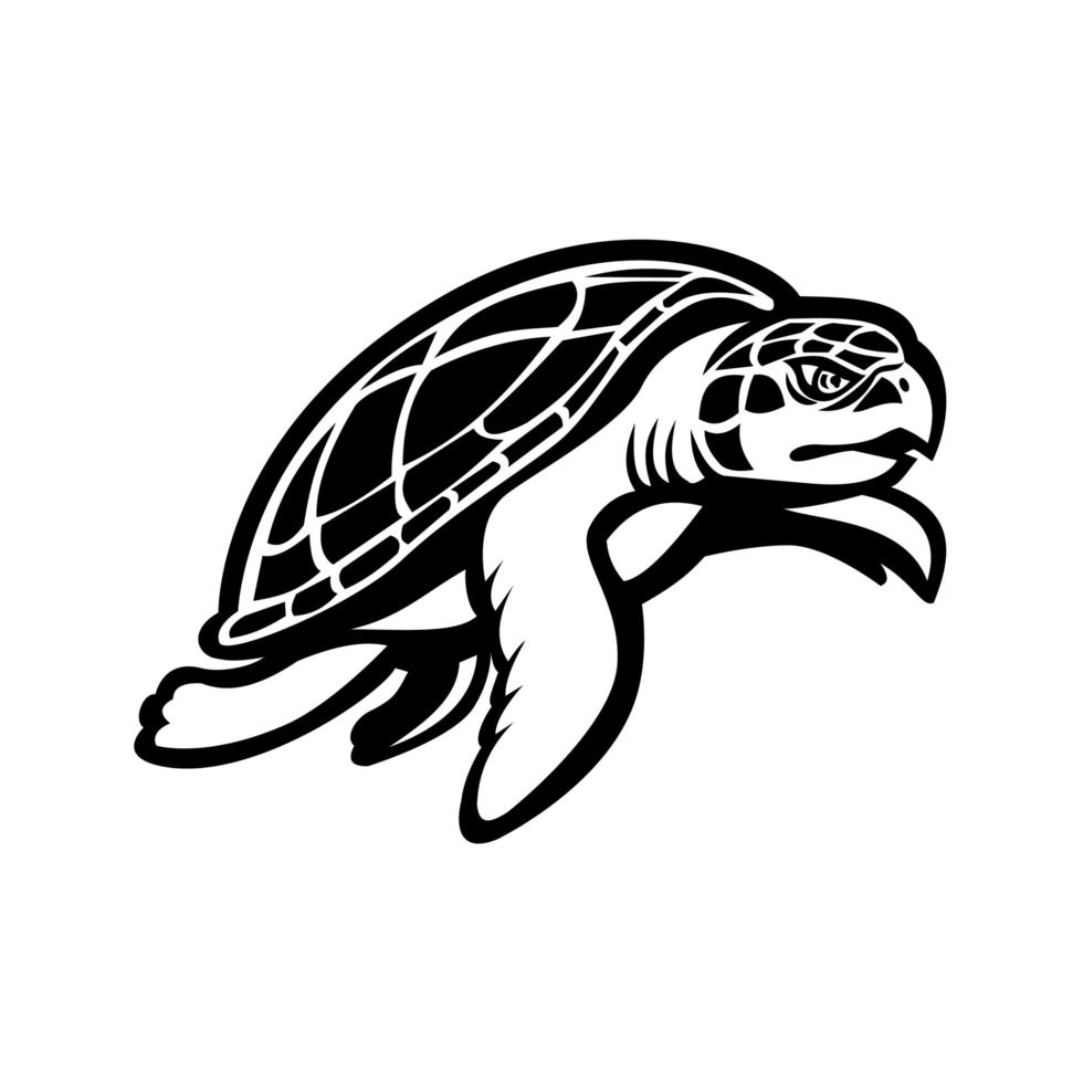 Kemp's Ridley Sea Turtle Swimming to Right Mascot vector