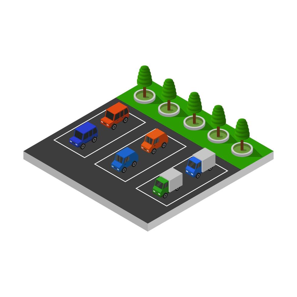 Parking Isometric Illustrated On White Background vector