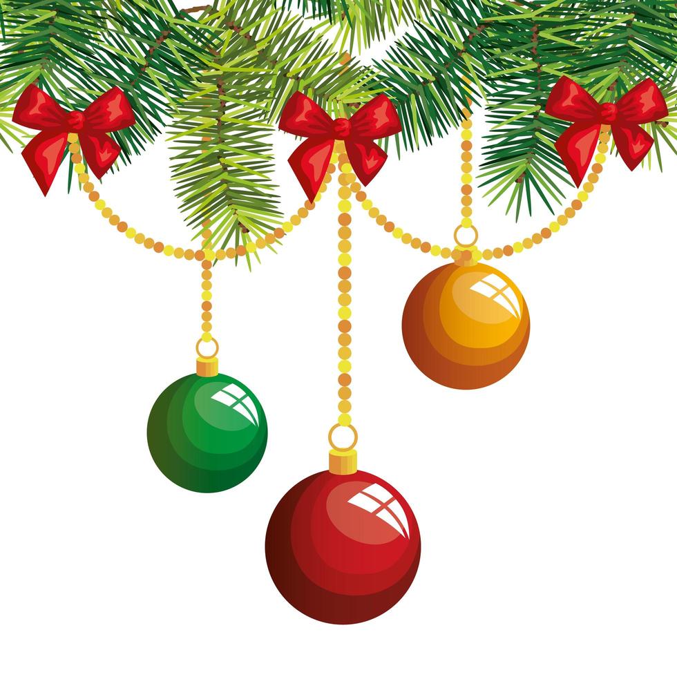 bolas de navidad decoración colgante icono aislado vector