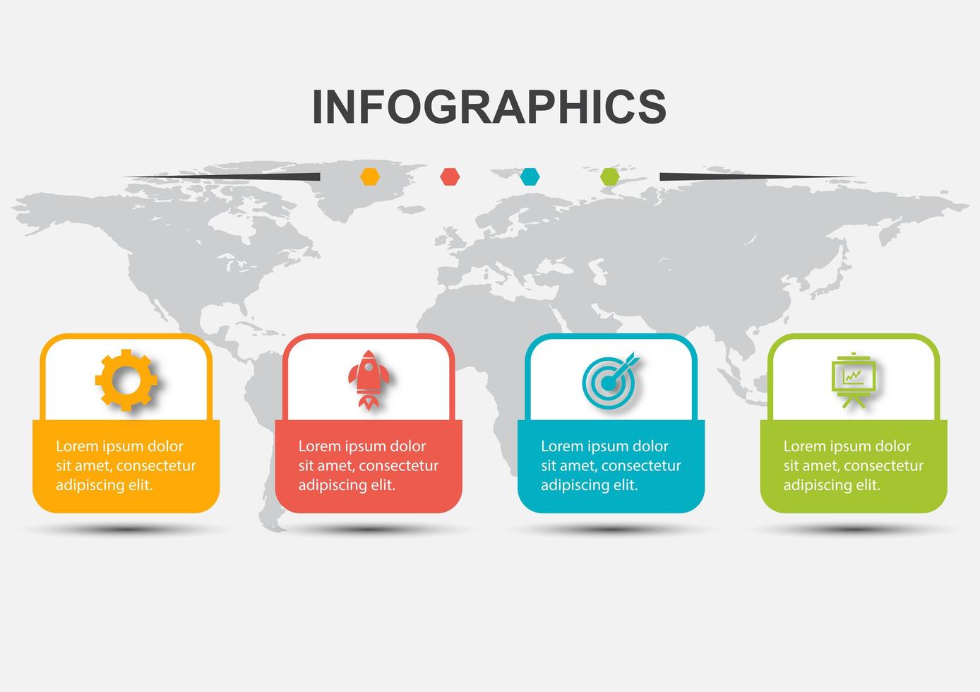 plantilla de diseño infográfico con 4 rectángulos redondeados vector