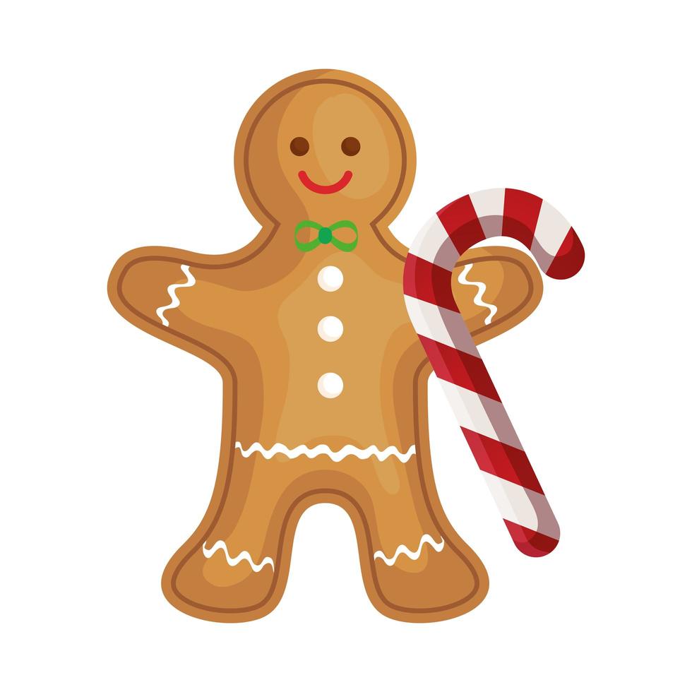 ginger cookie christmas with sweet cane vector
