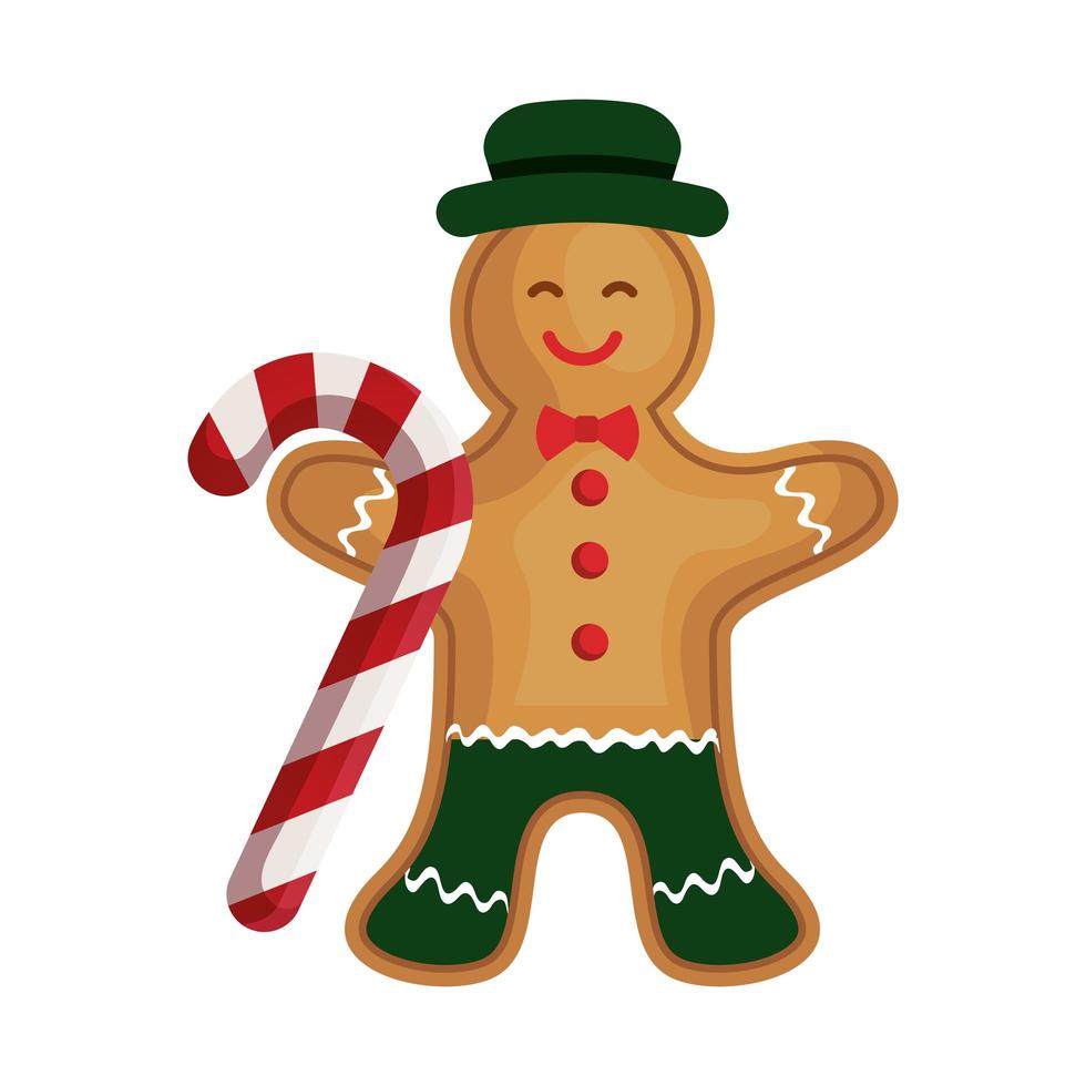 ginger cookie christmas with sweet cane vector