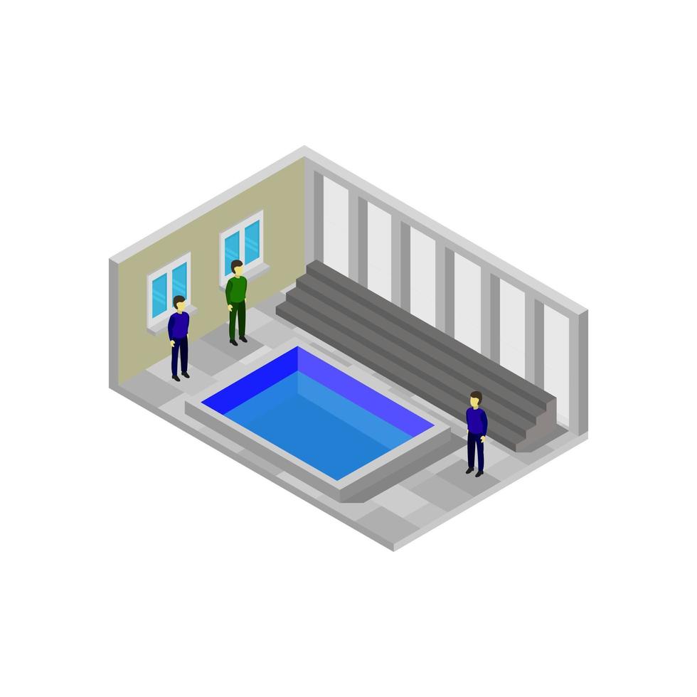 piscina isométrica ilustrada sobre fondo blanco vector