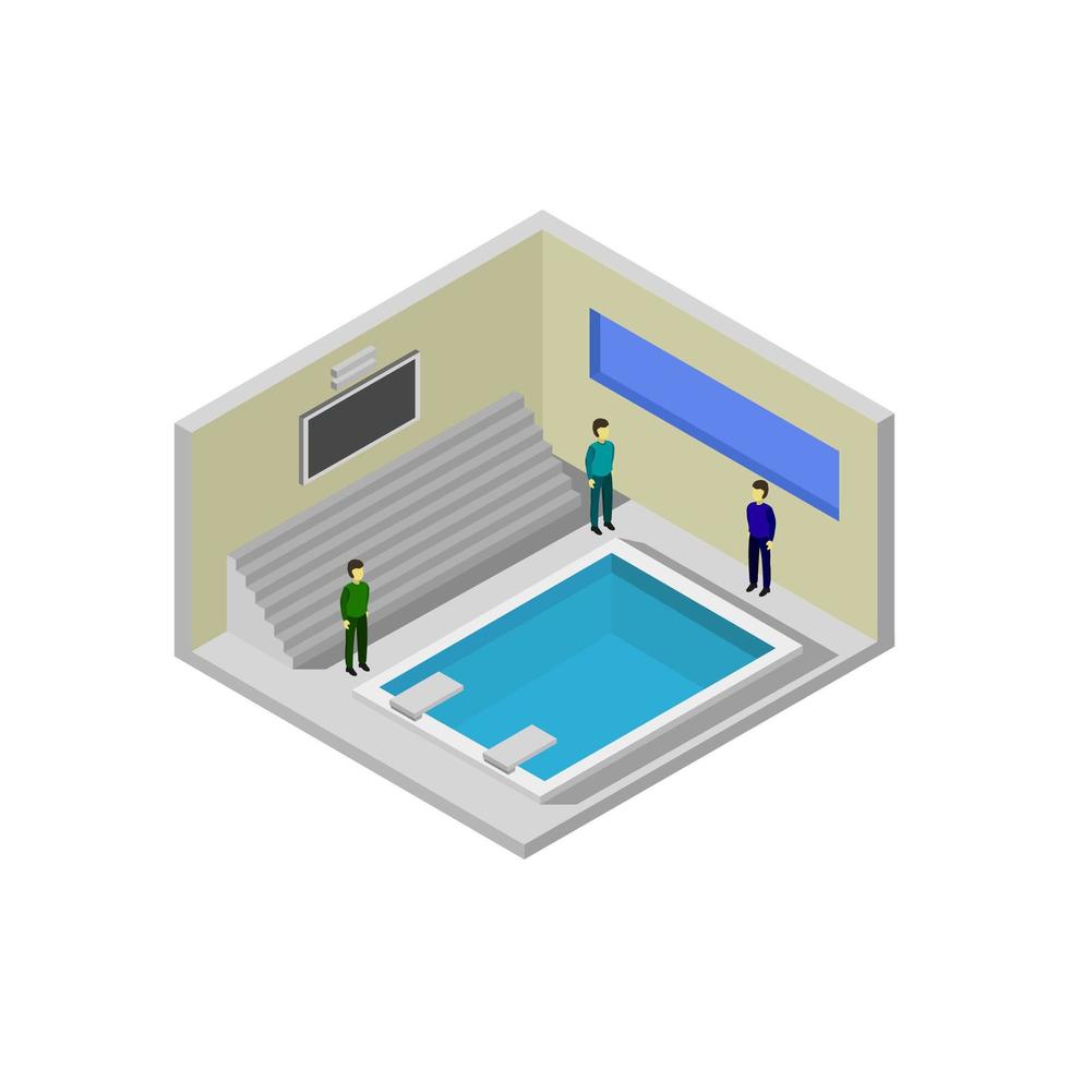 Isometric Swimming Pool Illustrated On White Background vector