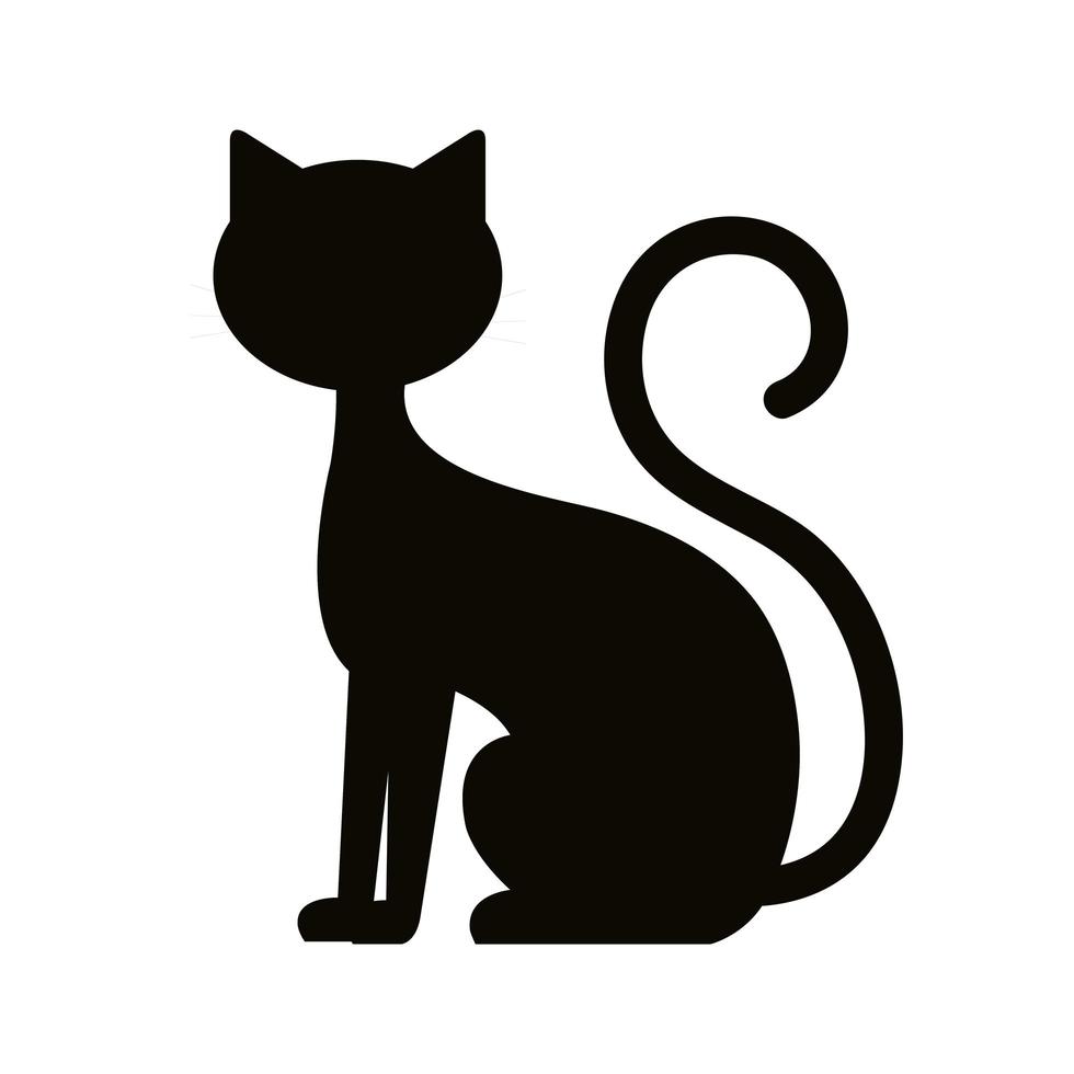 silhouette cat animal of halloween vector