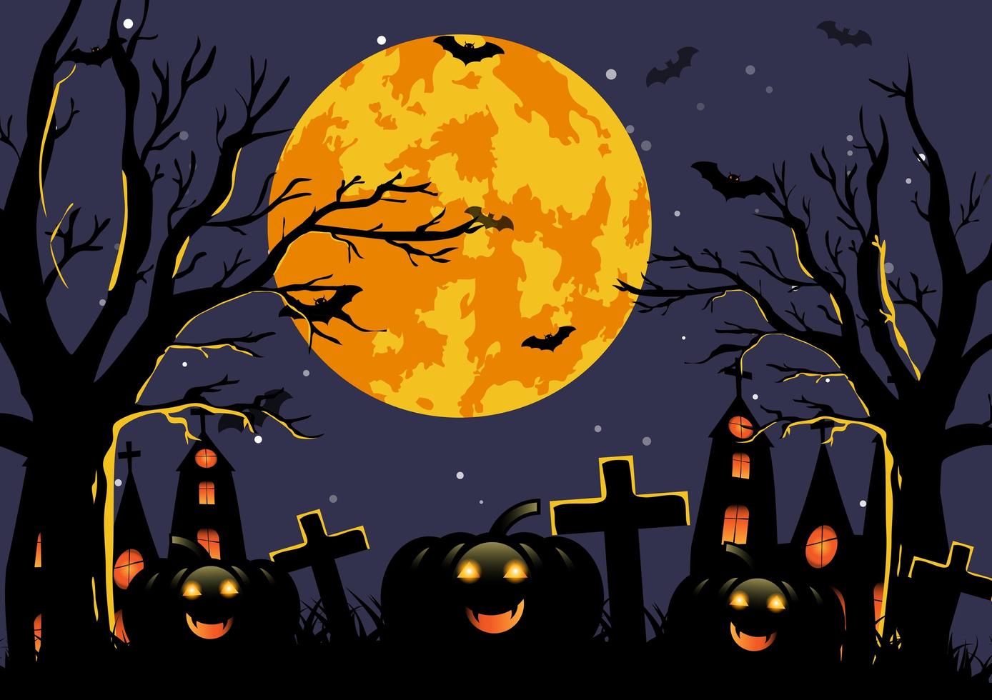 Halloween background with haunted house vector