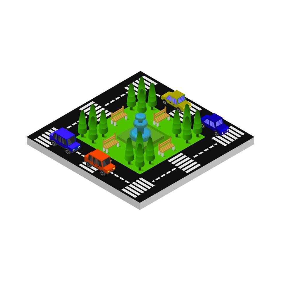 Isometric Park Illustrated On White Background vector