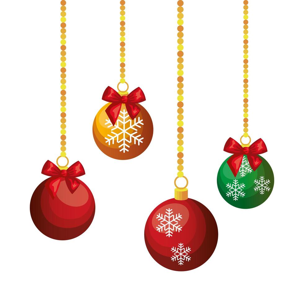 bolas de navidad decoración colgante icono aislado vector