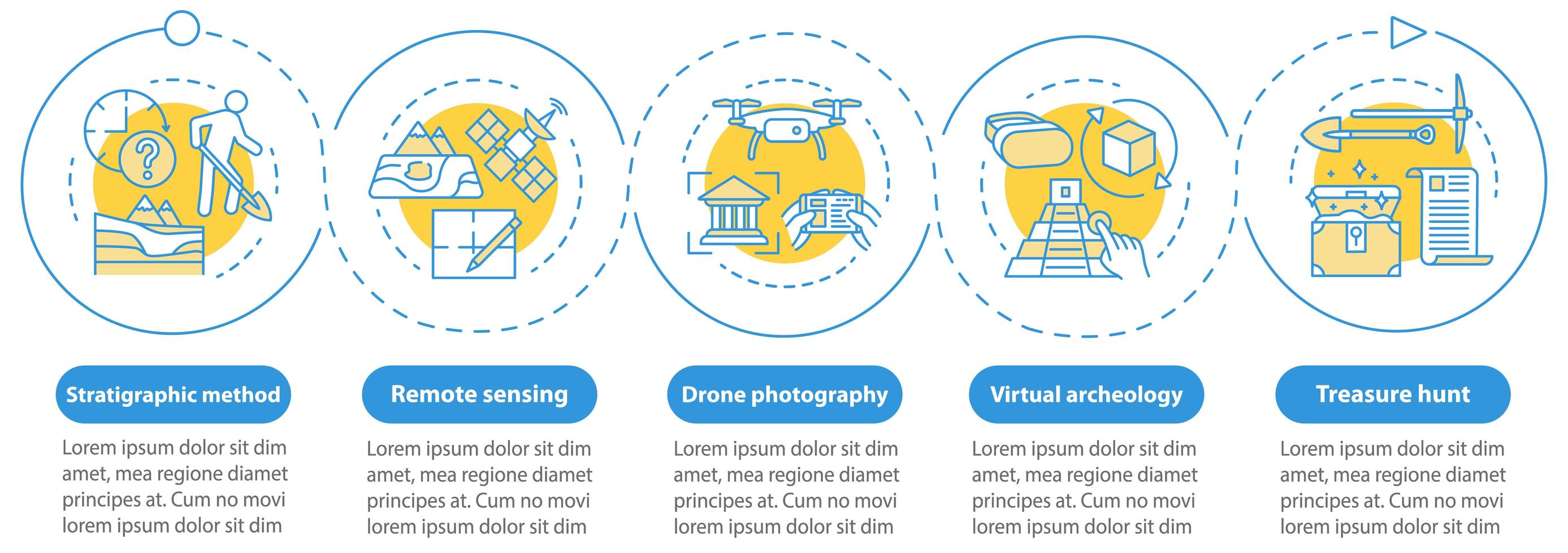 Archeology methods vector infographic template. Treasure hunt presentation design elements.