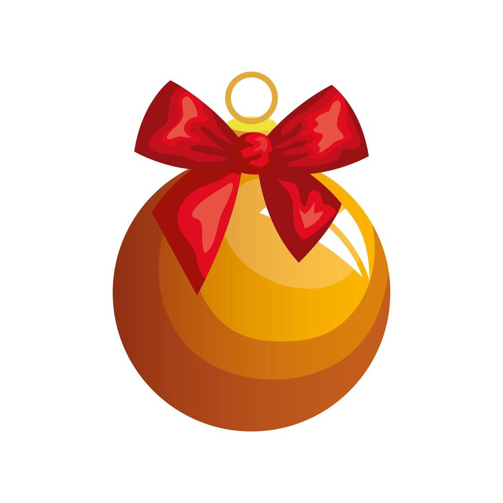 ball christmas with bow decoration isolated icon vector