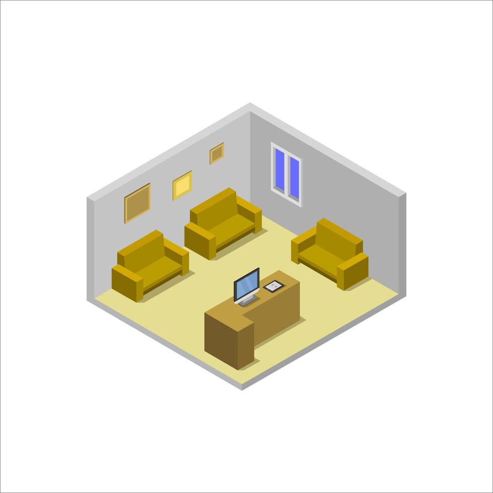 Isometric Waiting Room On White Background vector