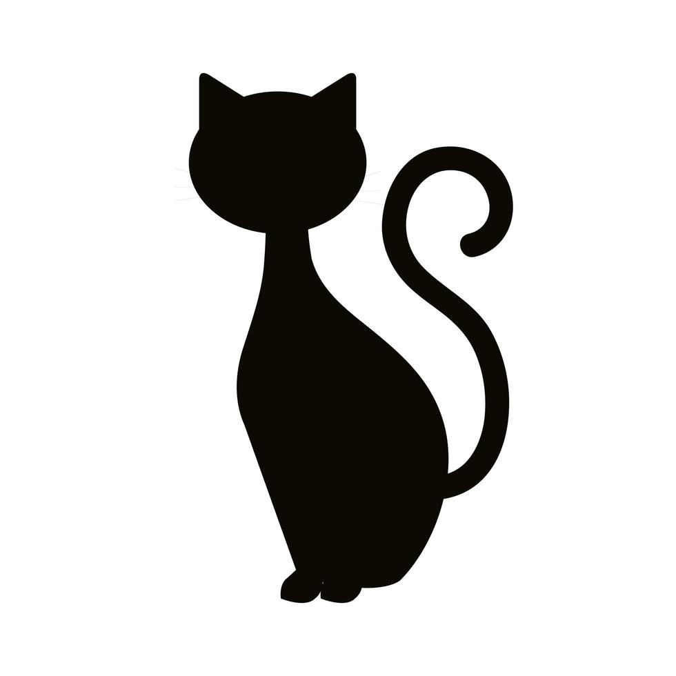 silhouette cat animal of halloween vector