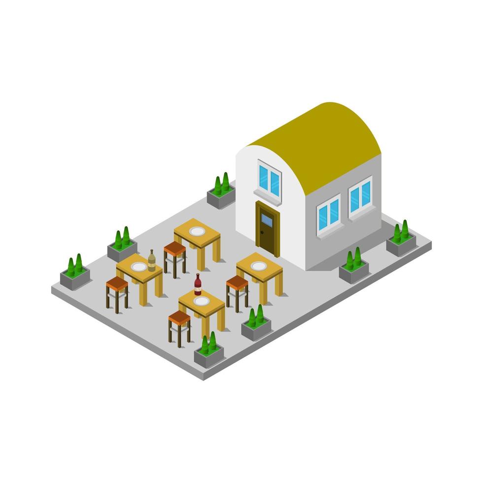 Isometric Restaurant Illustrated On White Background vector
