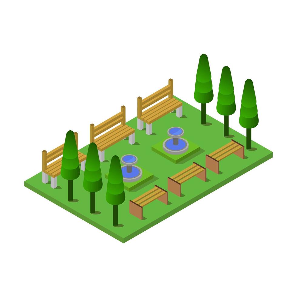 Isometric Park Illustrated On White Background vector