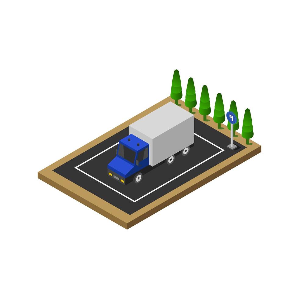 Parking Isometric Illustrated On White Background vector