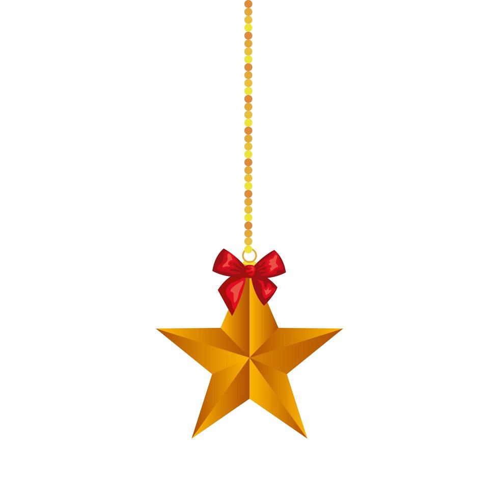 Decoración de estrellas colgando icono aislado de Navidad vector