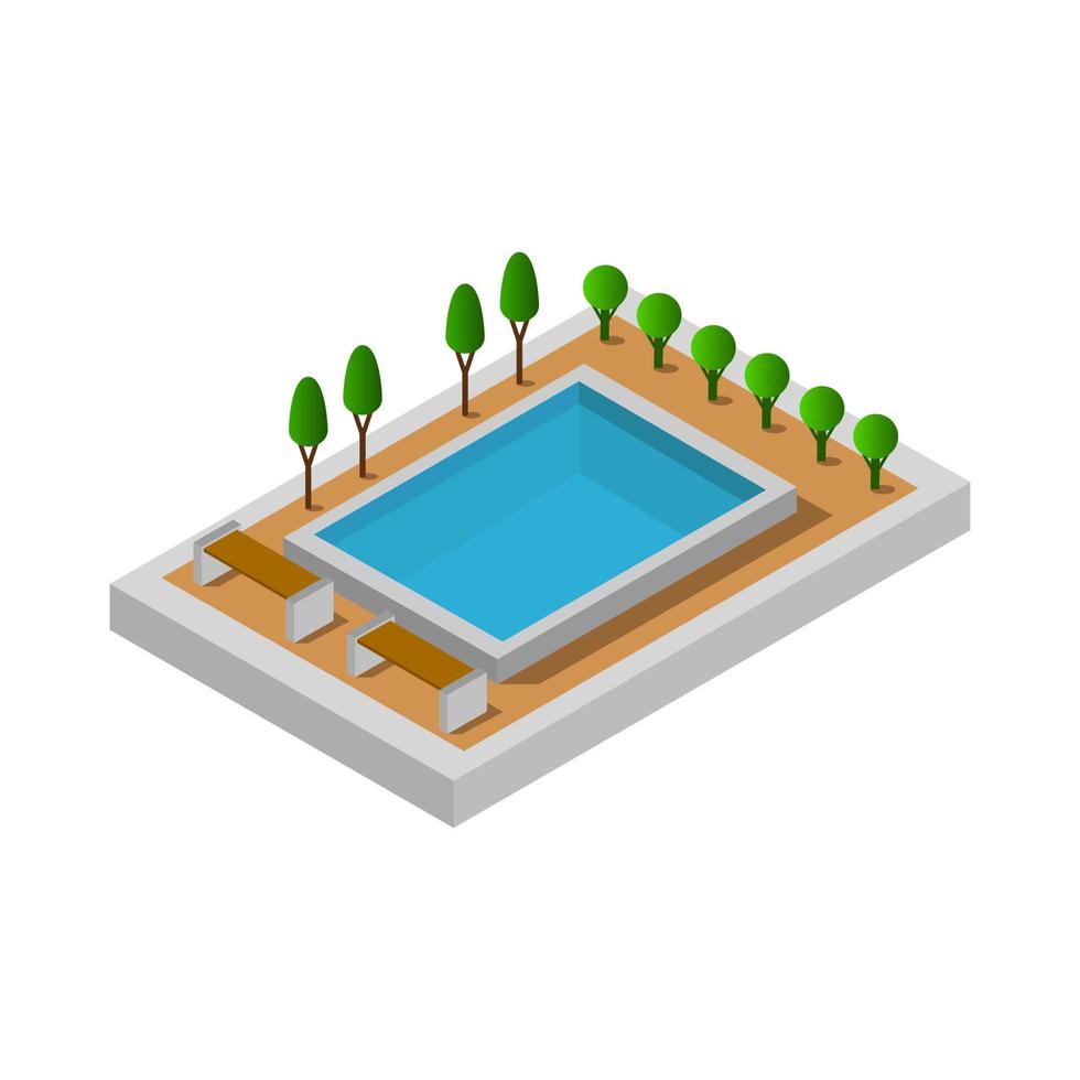 Isometric Swimming Pool Illustrated On White Background vector
