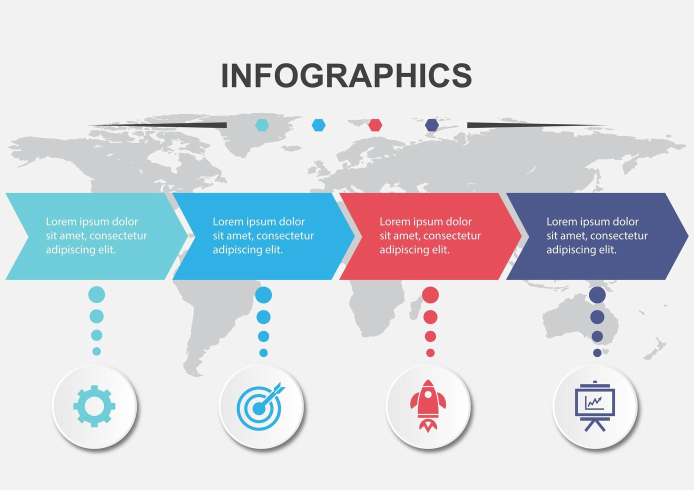 plantilla de diseño infográfico con 4 flechas vector