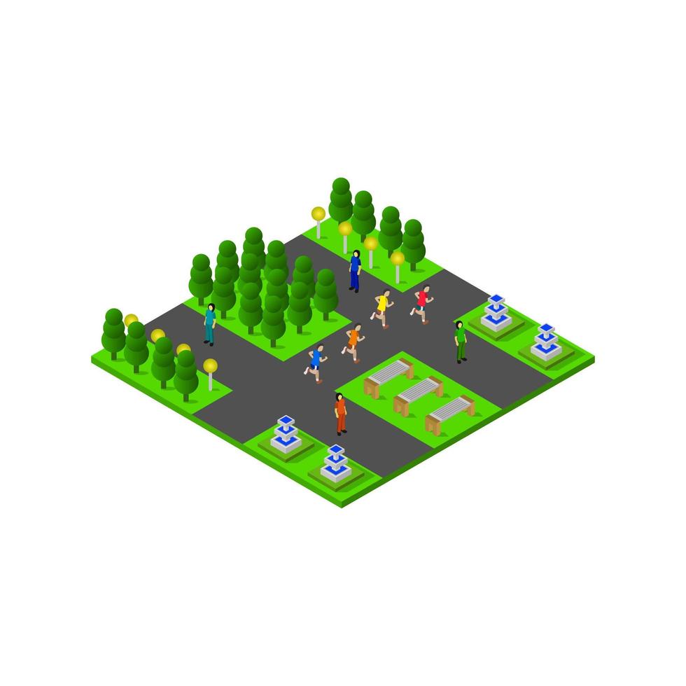 Isometric Park Illustrated On White Background vector