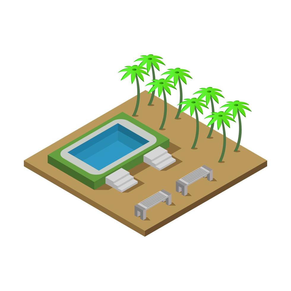 Isometric Swimming Pool Illustrated On White Background vector