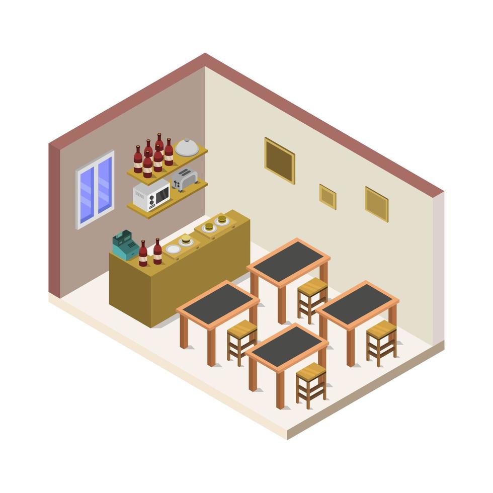 Isometric Restaurant Illustrated On White Background vector