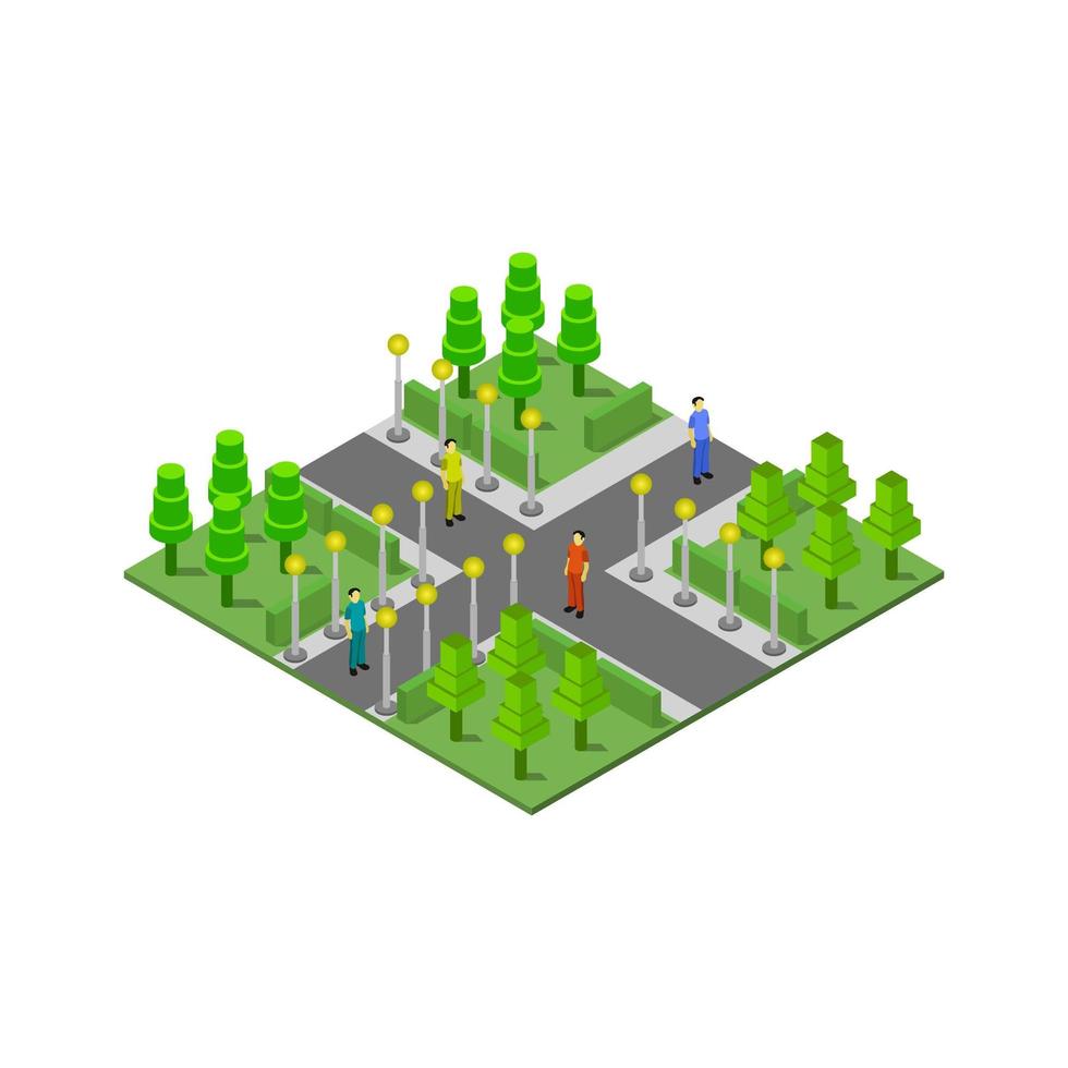 Isometric Park Illustrated On White Background vector