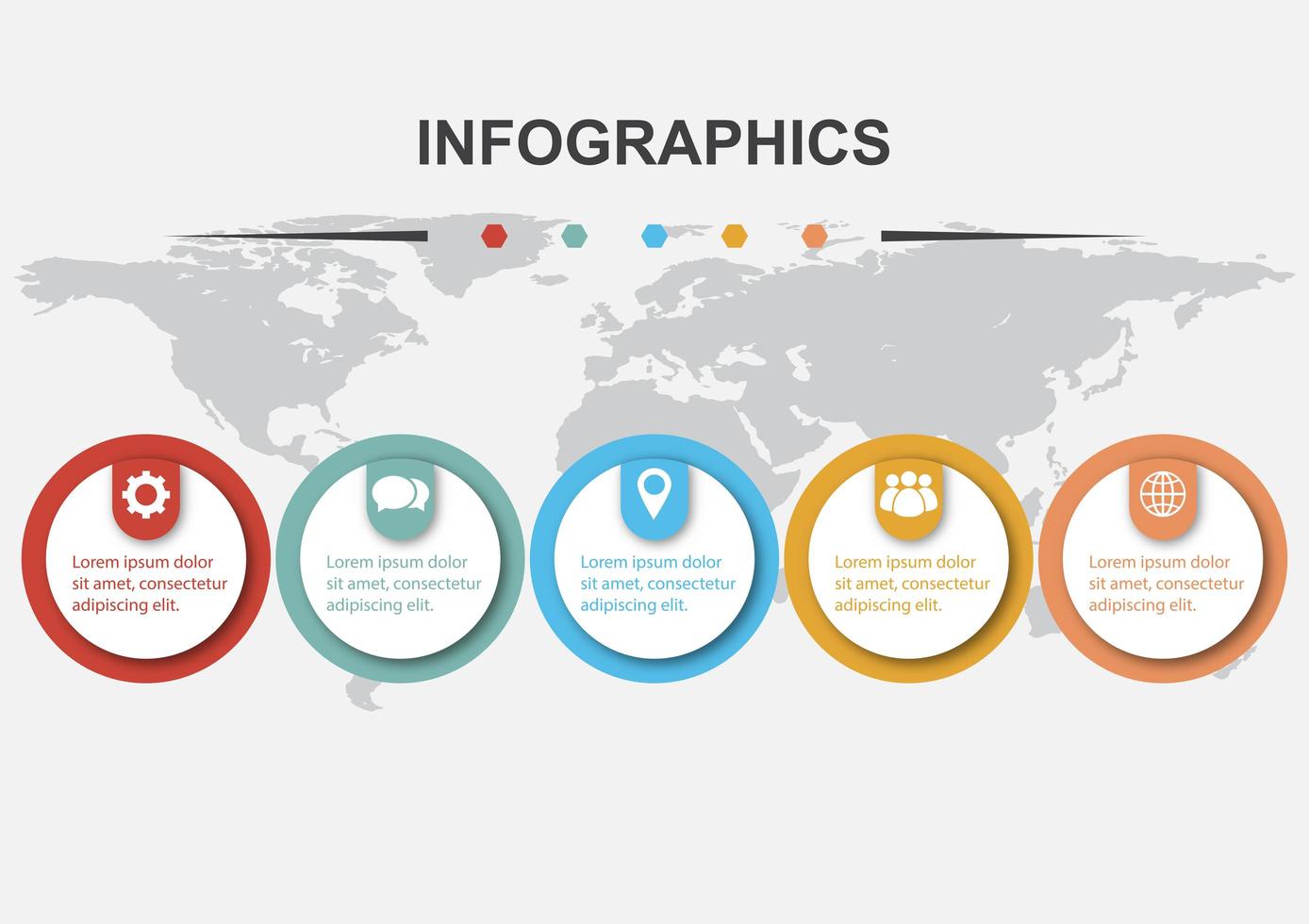 círculos de plantilla de diseño infográfico con sombra vector