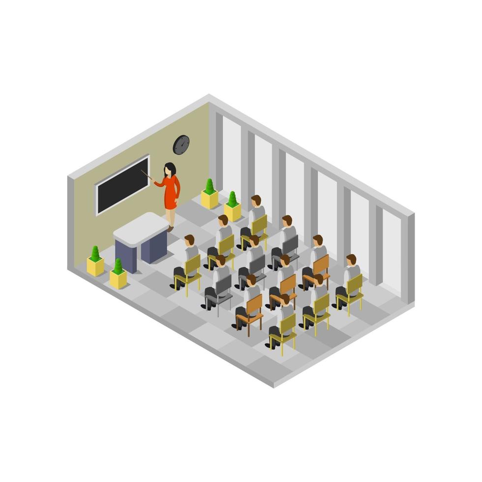 Isometric Classroom Interior Design vector