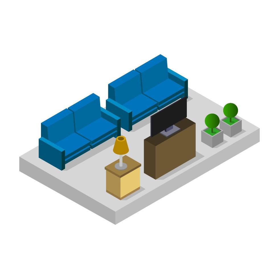 Isometric TV Room vector