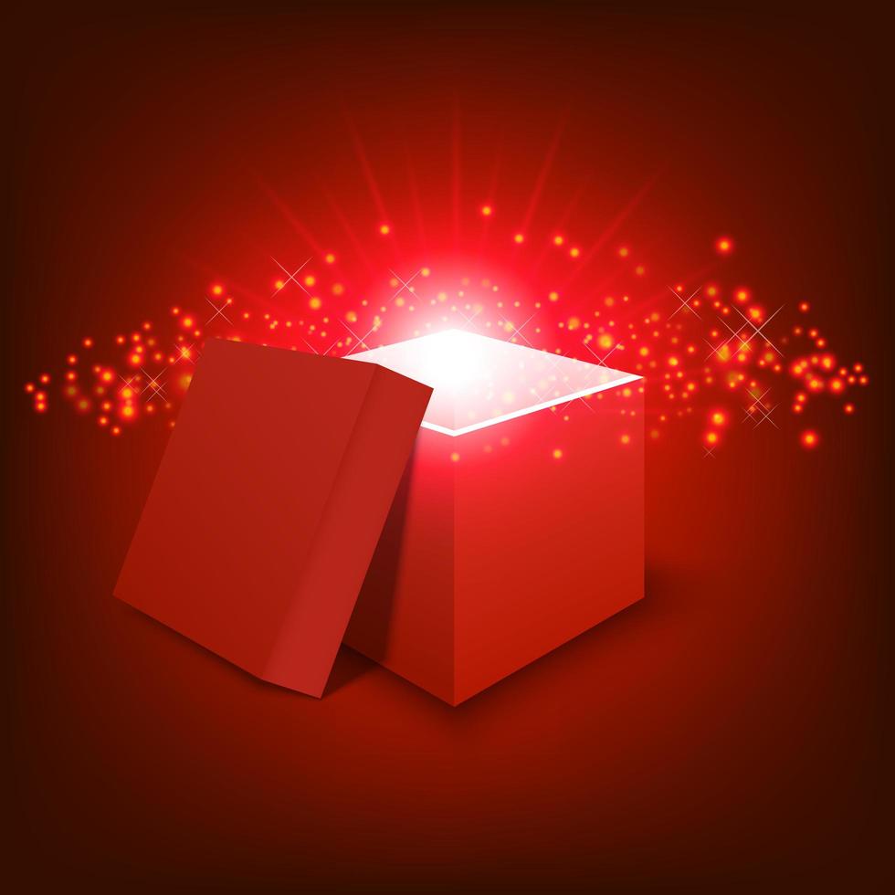 Red gift box on gradient background vector