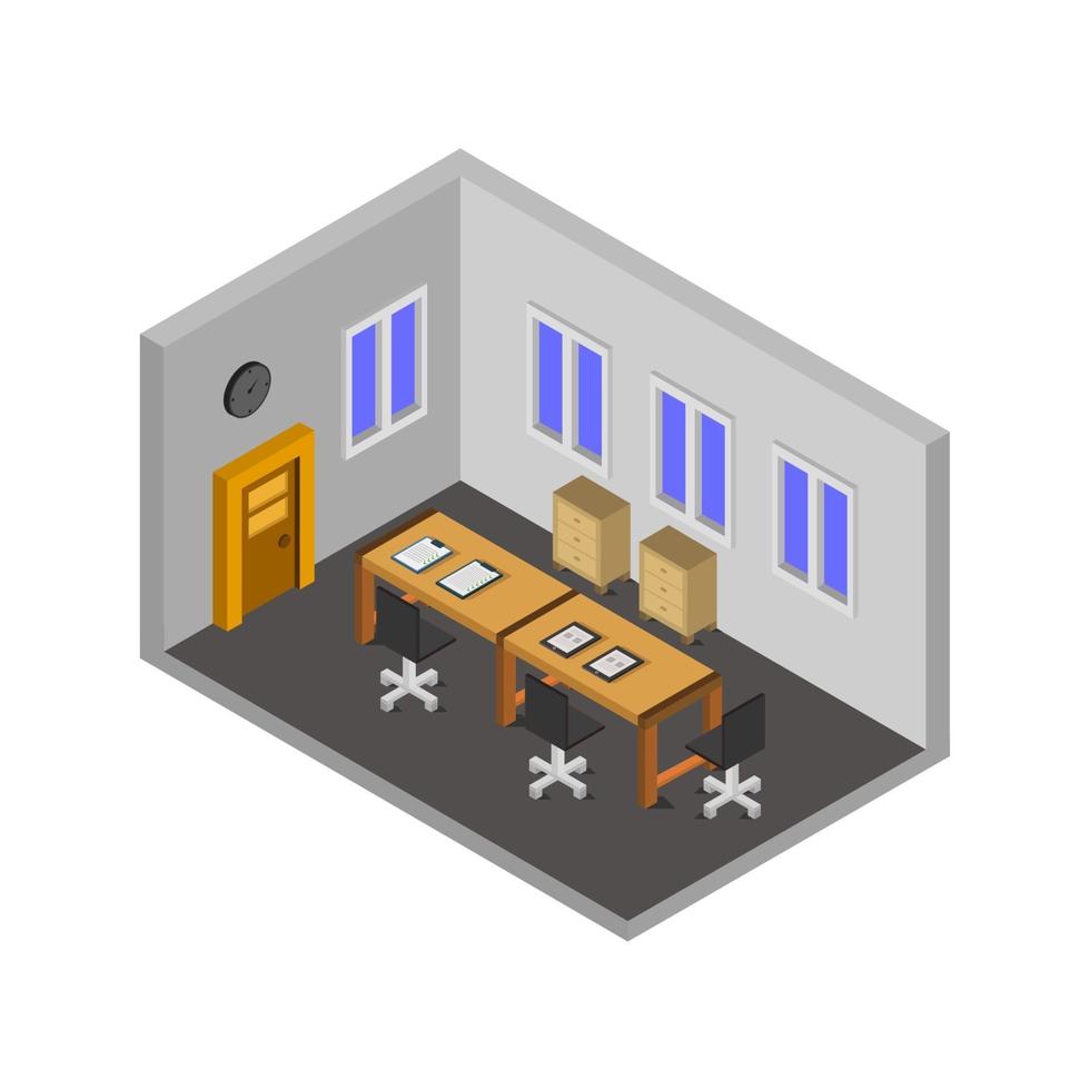 Isometric Classroom Interior Design vector