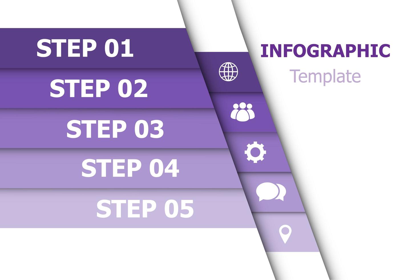 Infographic design template with 5 purple ribbons vector