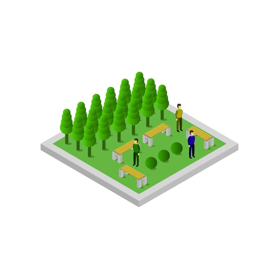 Isometric Park Illustrated On White Background vector