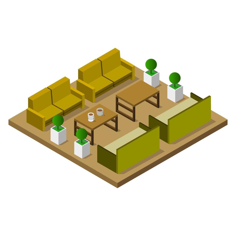 Isometric Waiting Room On White Background vector