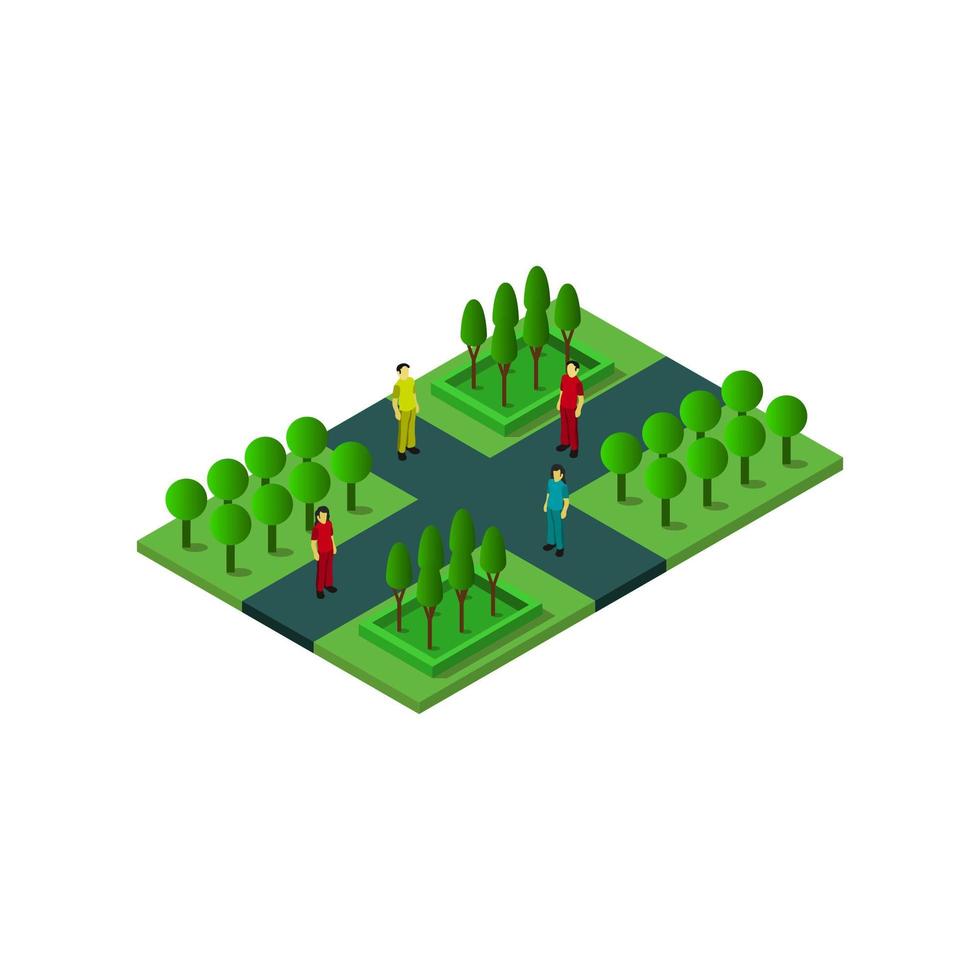 Isometric Park Illustrated On White Background vector