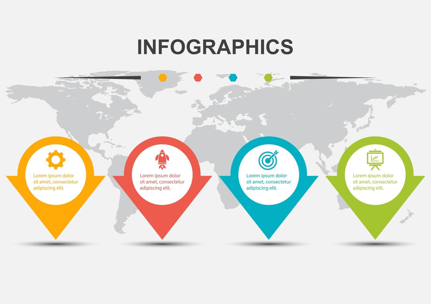 Infographic design template with 4 arrows and shadow vector