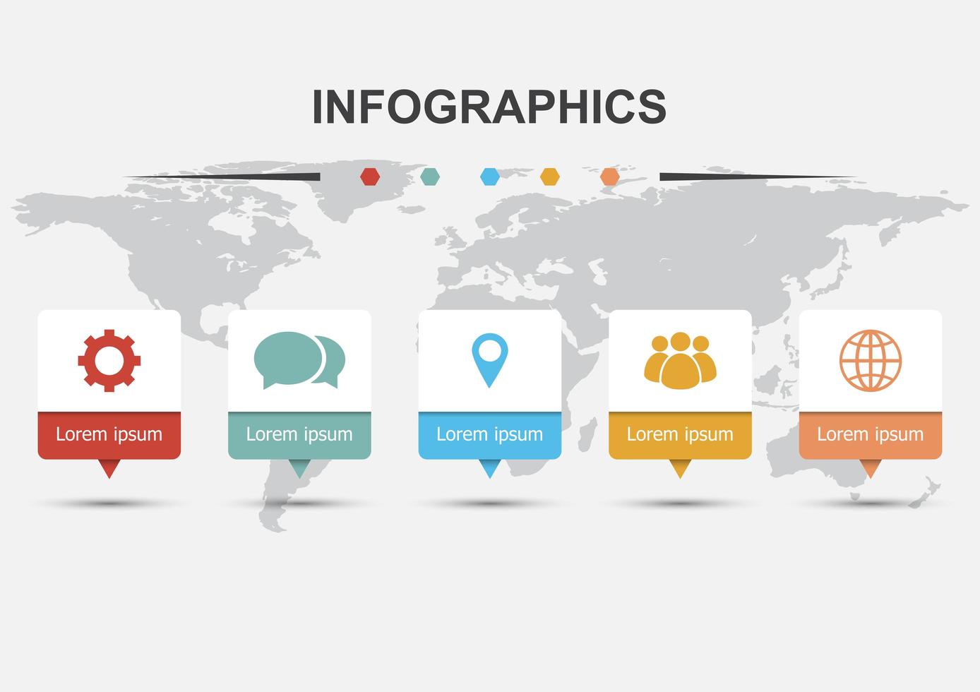 Infographic design template with 5 banners vector