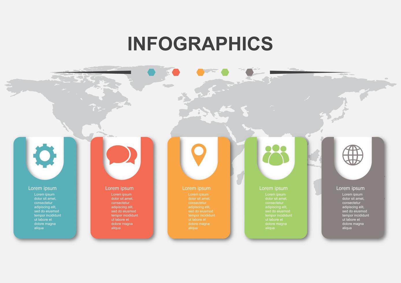 Plantilla de diseño infográfico con 5 elementos. vector