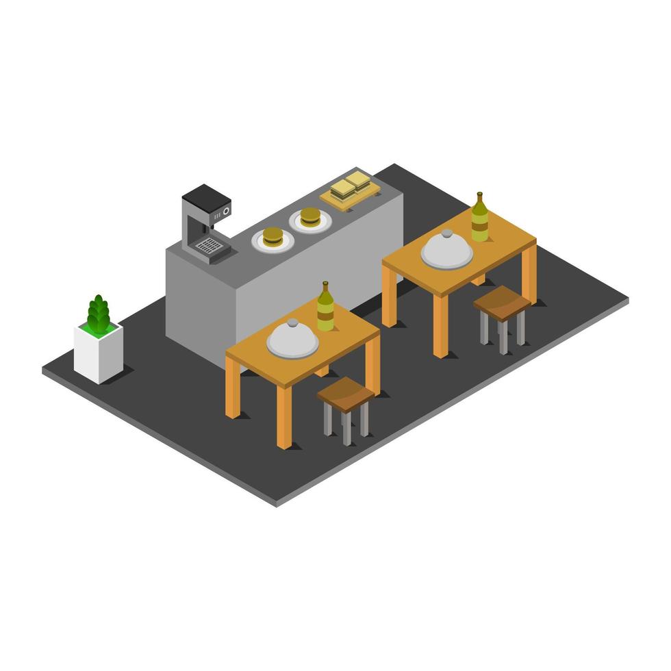 Isometric Restaurant Illustrated On White Background vector