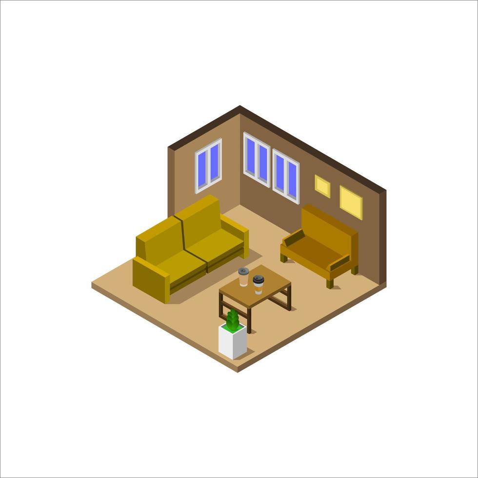 Isometric Waiting Room On White Background vector