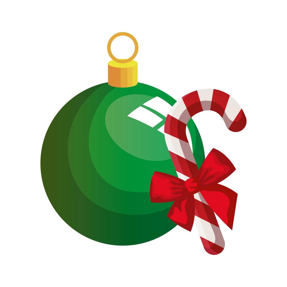 ball christmas with cane isolated icon vector