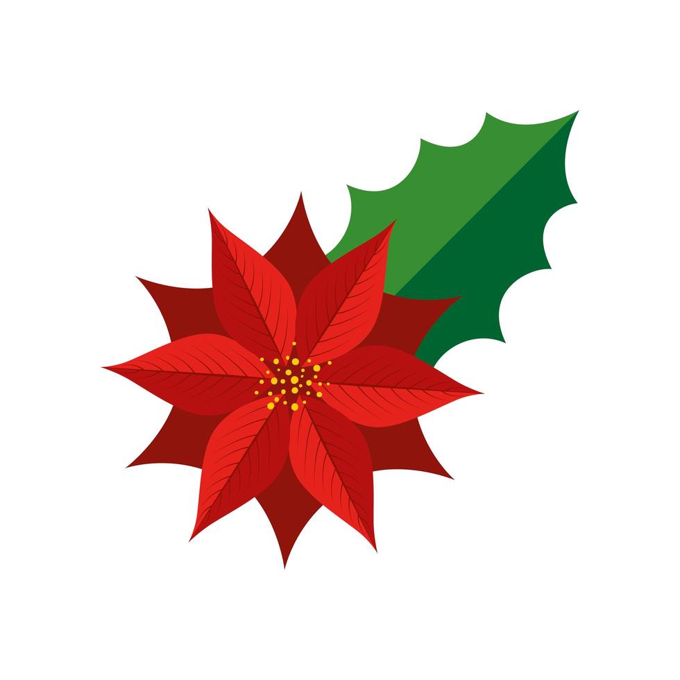 flower christmas decorative with leaf vector
